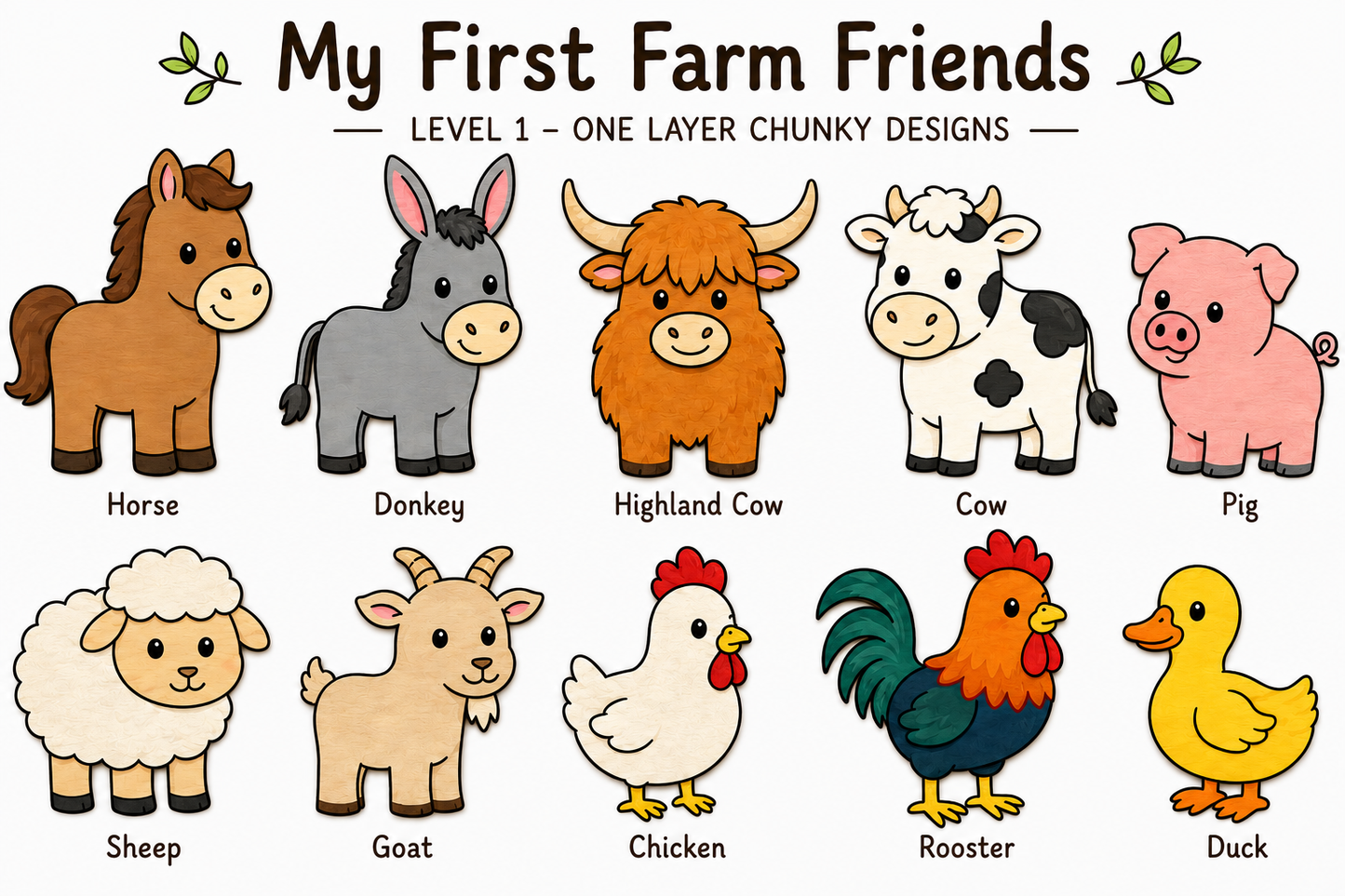 Farm Friends Classroom Pack | 20 Unfinished Wood Farm Animals