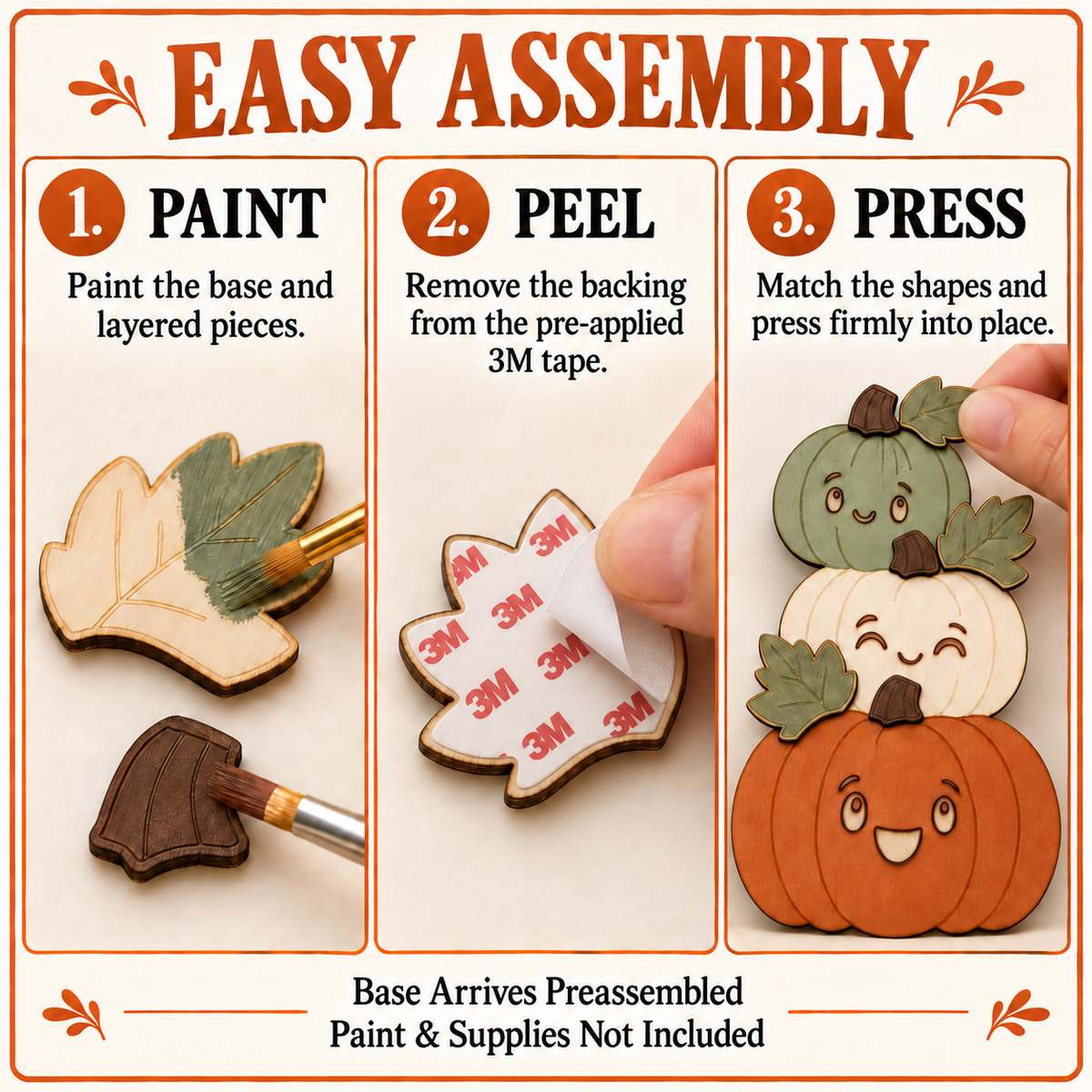Stacked Pumpkins DIY Wood Craft – Unfinished Layered Fall & Halloween Decor