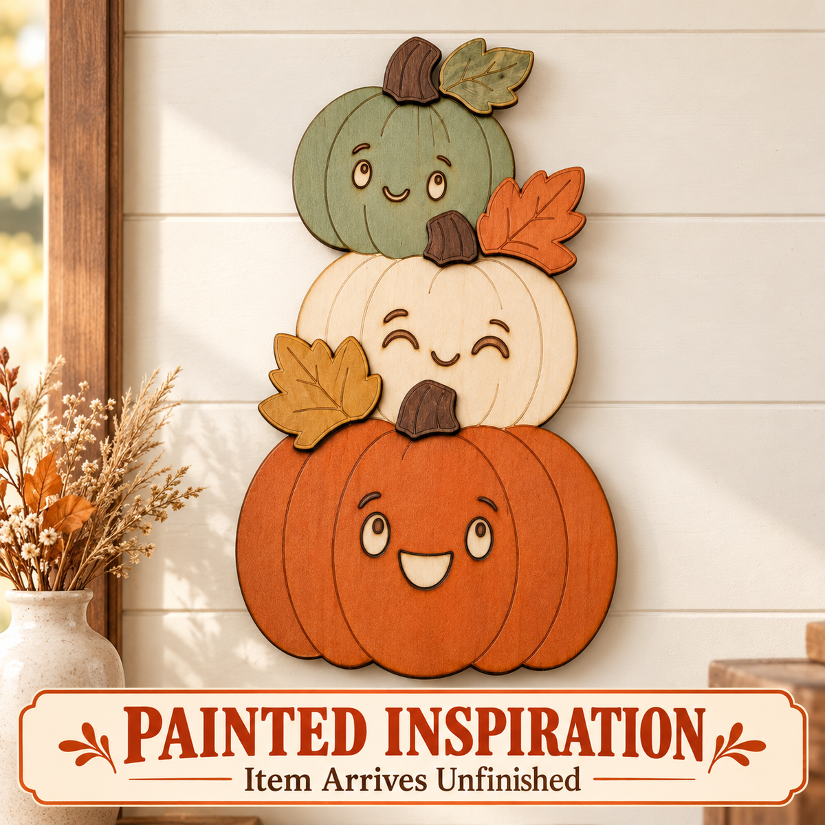 Stacked Pumpkins DIY Wood Craft – Unfinished Layered Fall & Halloween Decor