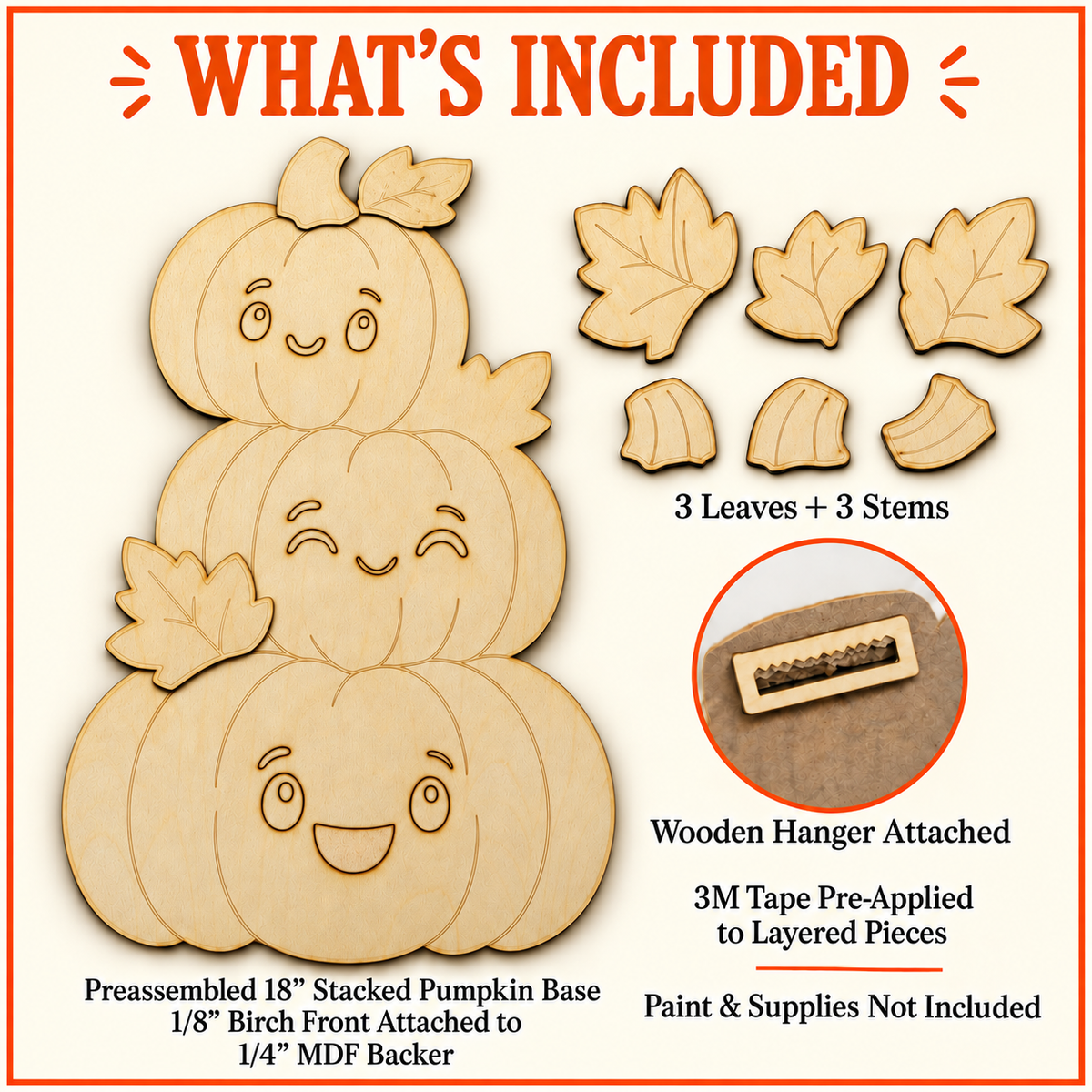 Stacked Pumpkins DIY Wood Craft – Unfinished Layered Fall & Halloween Decor