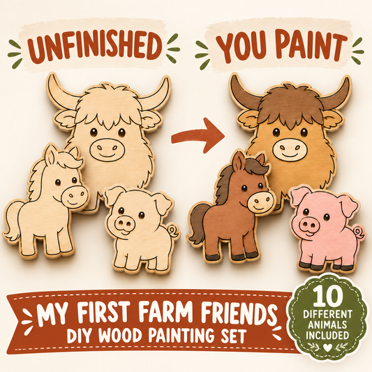 My First Farm Friends – Unfinished Wood Animal Set