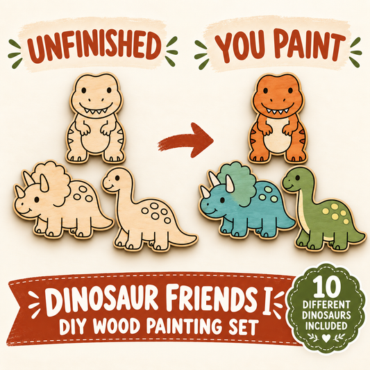 Dinosaur Friends I - Unfinished Wood Dinosaur Set