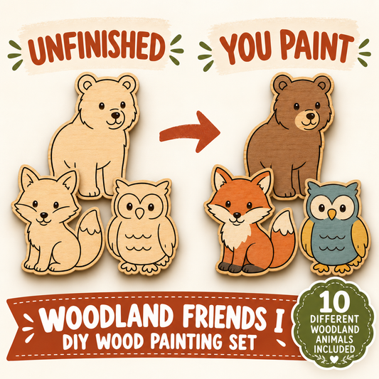 Woodland Friends I – Unfinished Wood Animal Set