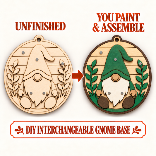 Gnome Interchangeable Base – Unfinished Wood DIY Craft