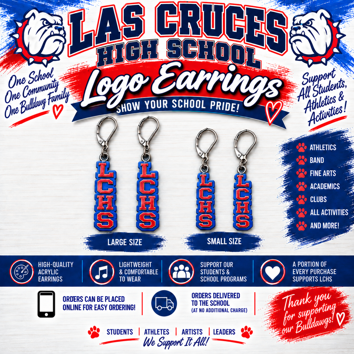 LCHS Las Cruces High School Earrings – Bulldawgs Fundraiser