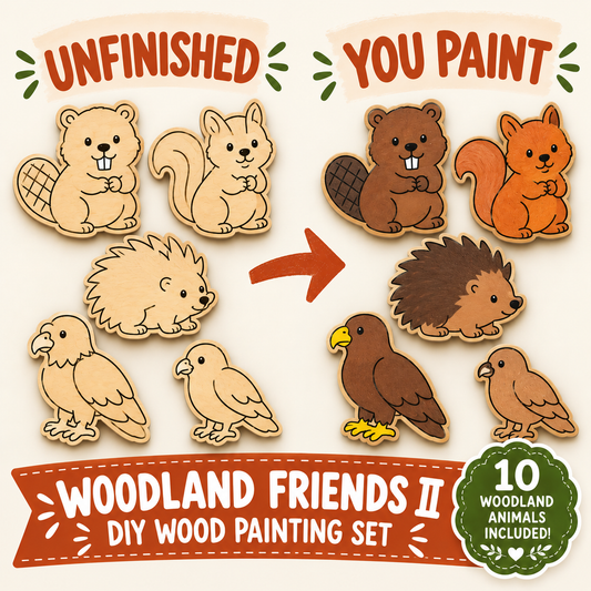Woodland Friends II Unfinished Wood Animal Set
