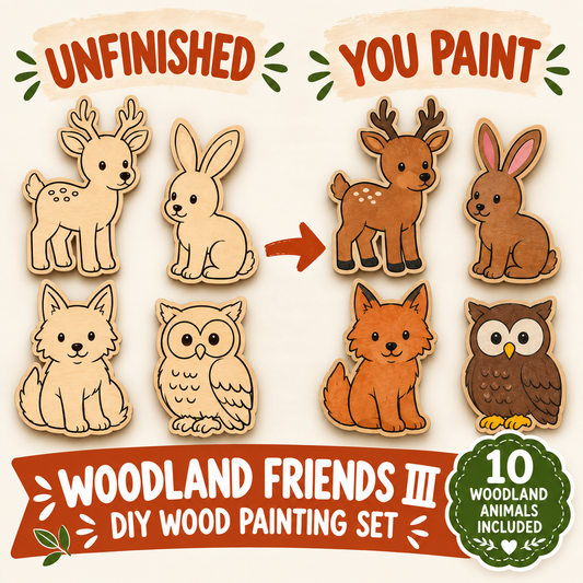 Woodland Friends III Unfinished Wood Animal Set | Frontier Treasure