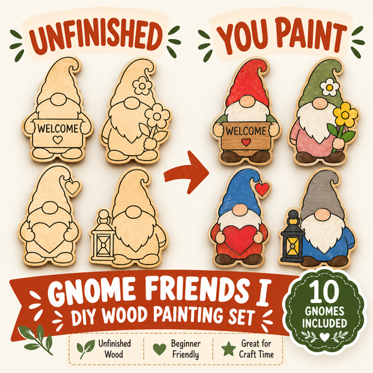 Gnome Friends I – Unfinished Wood Gnome Set