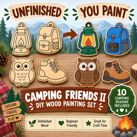 Camping Friends II – Unfinished Wood Camping Set