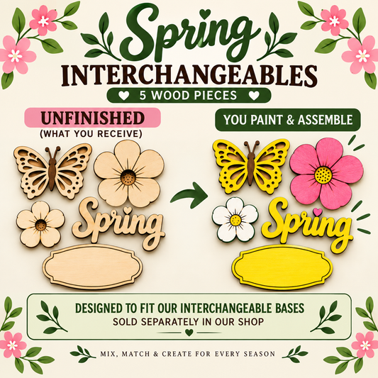 Spring Interchangeables – Unfinished Wood DIY Seasonal Set