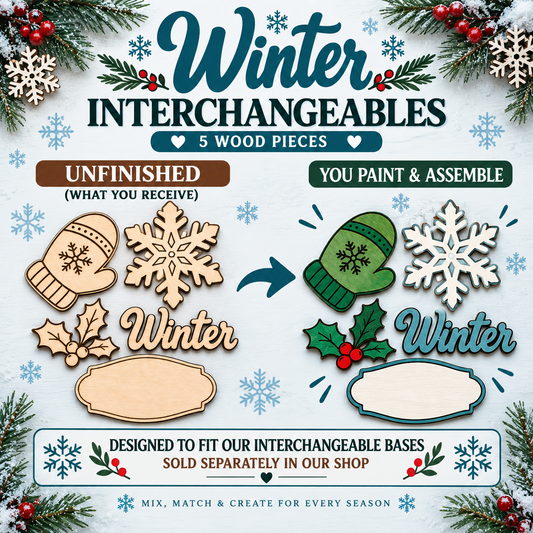 Winter Interchangeables – Unfinished Wood DIY Seasonal Set