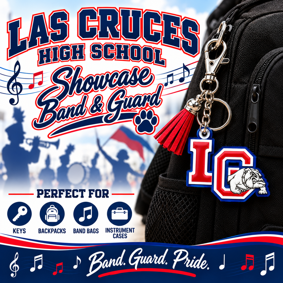 LCHS Showcase Band & Guard Keychain / Bag Tag – Las Cruces High School Fundraiser