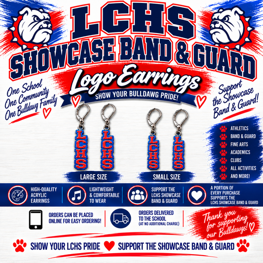Las Cruces High School LCHS Earrings – Bulldawg Spirit Earrings – Showcase Band & Guard Fundraiser
