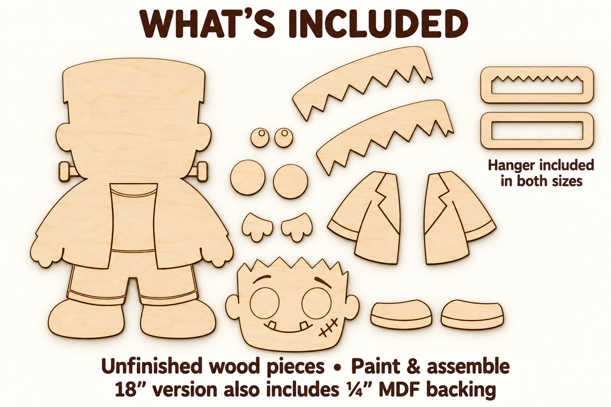 Friendly Monster DIY Wood Craft – Unfinished Layered Halloween Decor