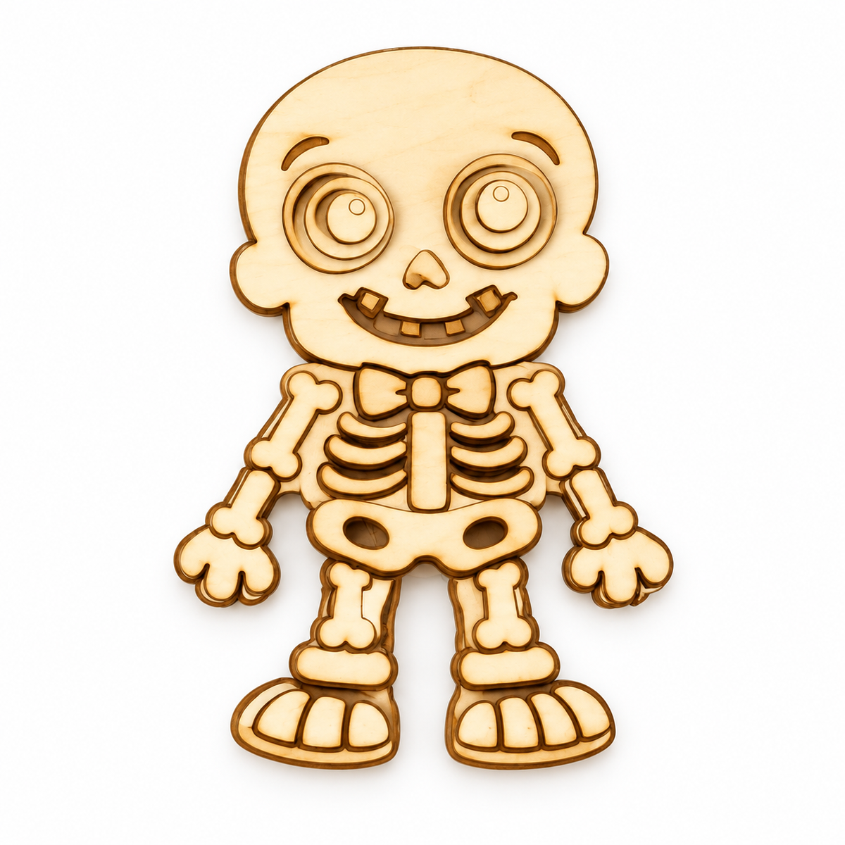 Friendly Skeleton DIY Wood Craft – Unfinished Layered Halloween Decor