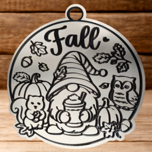 Fall Gnome Door Hanger | Cream & Black Farmhouse Gnome Sign | Layered Wood Fall Decor | Rustic Autumn Wall Hanging | Frontier Treasure Original