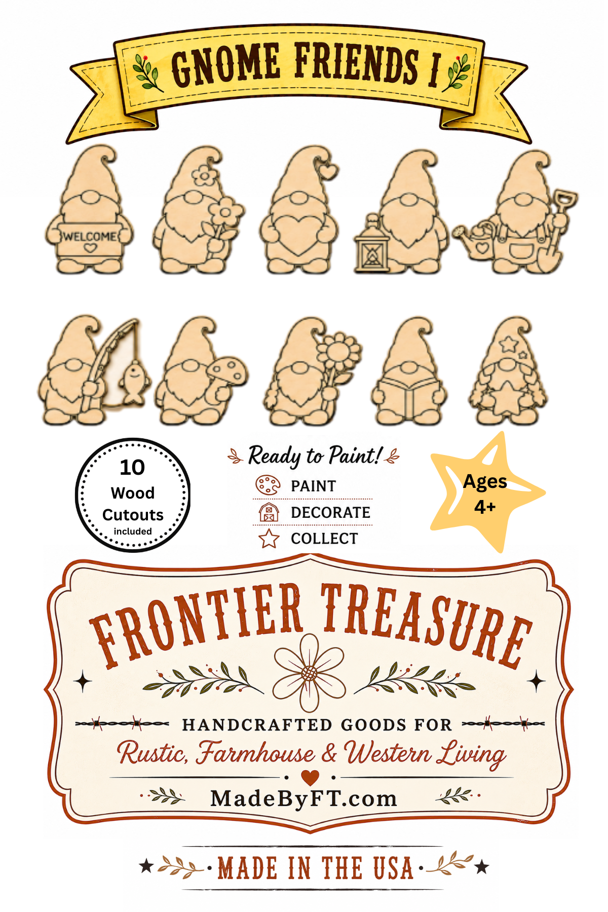 Gnome Friends I – Unfinished Wood Gnome Set