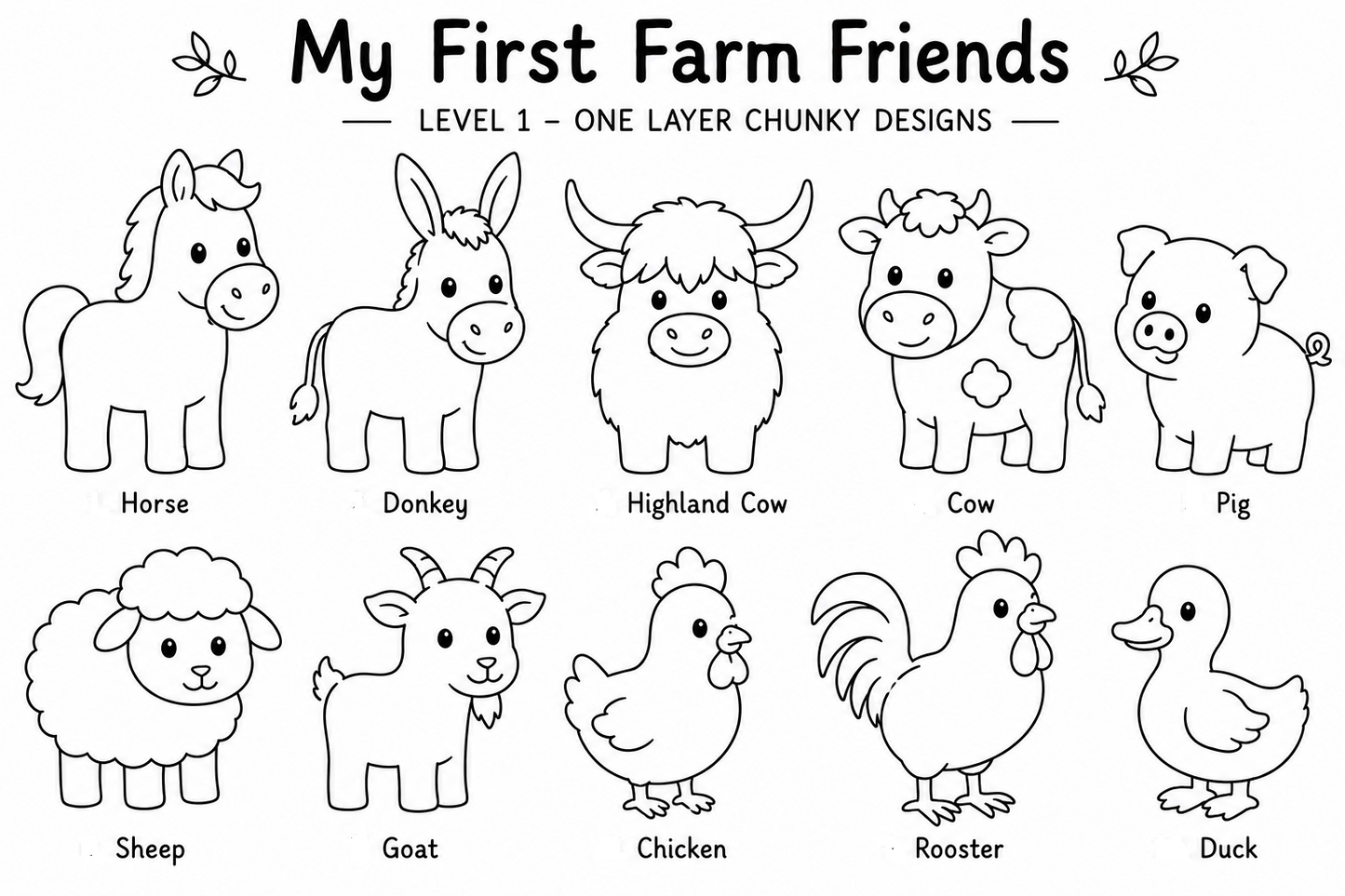 My First Farm Friends – Unfinished Wood Animal Set