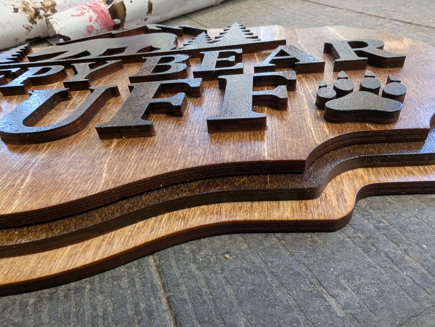 Personalized Sleepy Bear Bluff 3D Wood Sign