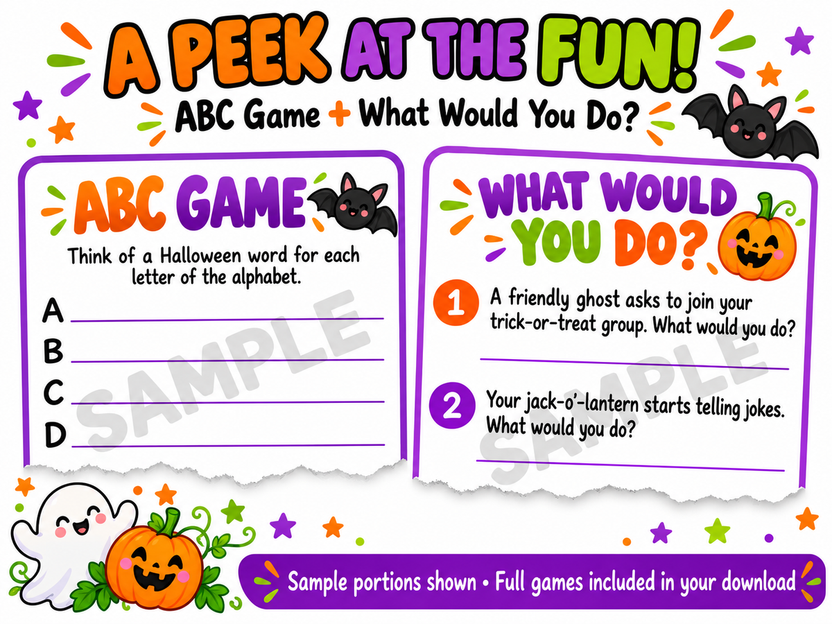 Halloween Printable Game Bundle – 5 Games + 2 Answer Keys