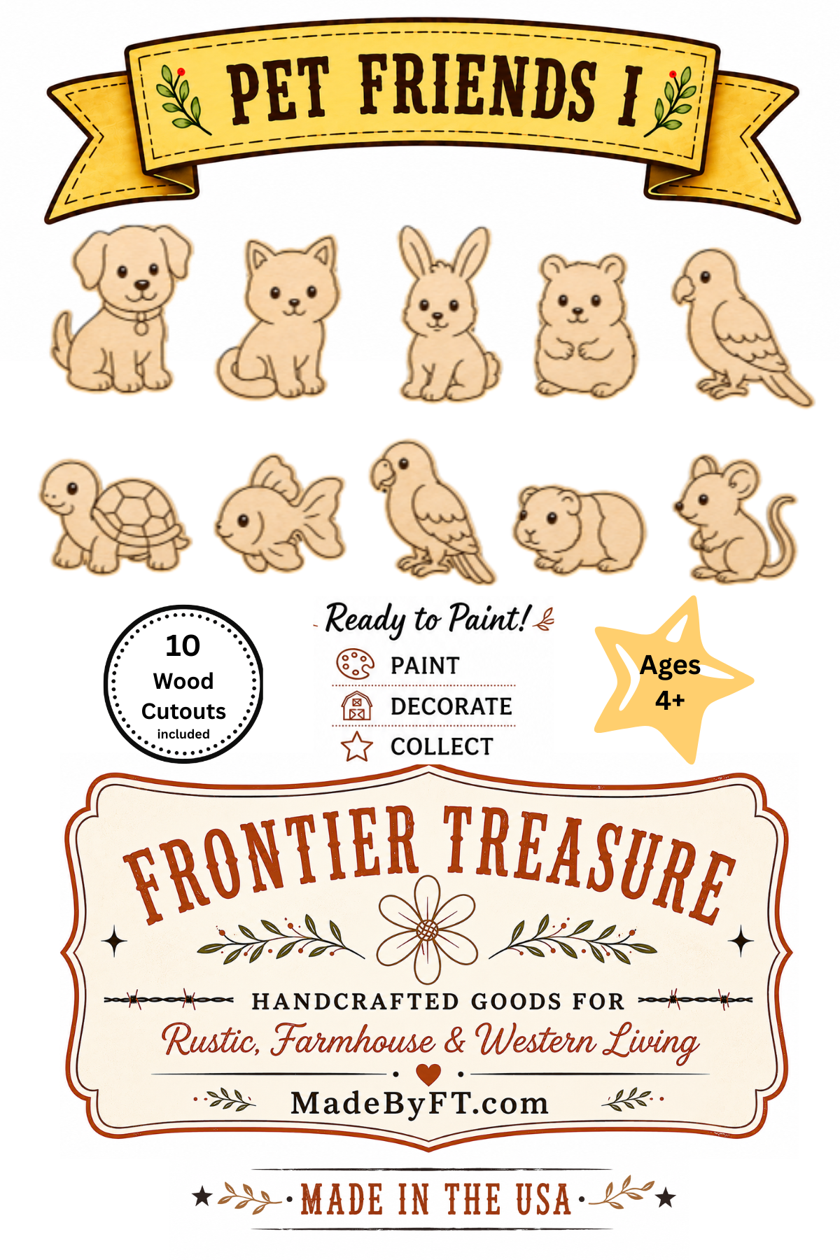 Pet Friends I – Unfinished Wood Pet Animal Set