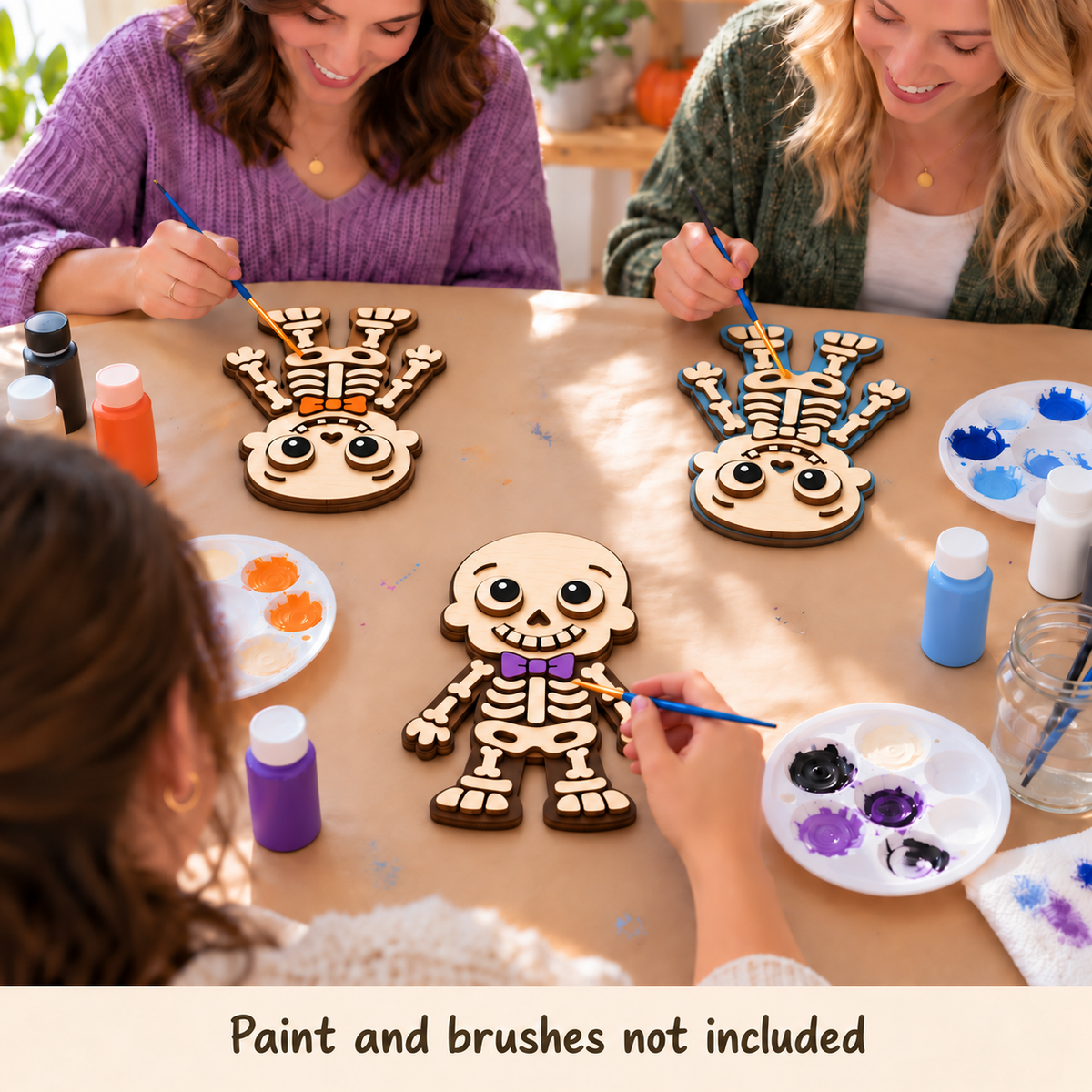 Friendly Skeleton DIY Wood Craft – Unfinished Layered Halloween Decor