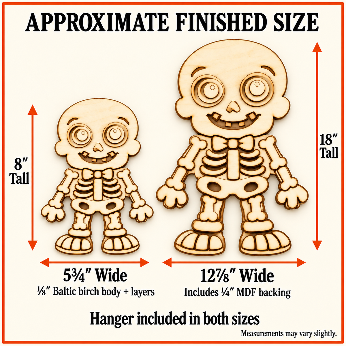 Friendly Skeleton DIY Wood Craft – Unfinished Layered Halloween Decor