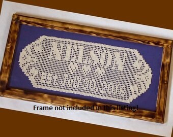 Personalized Crochet Name Doily – Wedding or 13th Anniversary Gift