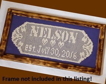 Personalized Crochet Name Doily – Wedding or 13th Anniversary Gift