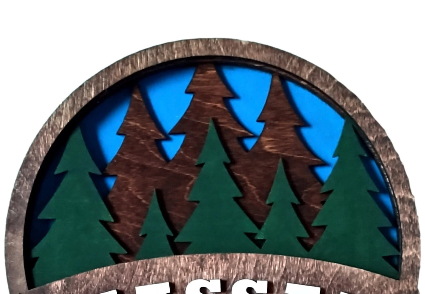 Forest Welcome Sign – Rustic Cabin Pine Tree Wall Decor – Layered Wood Woodland Welcome Sign