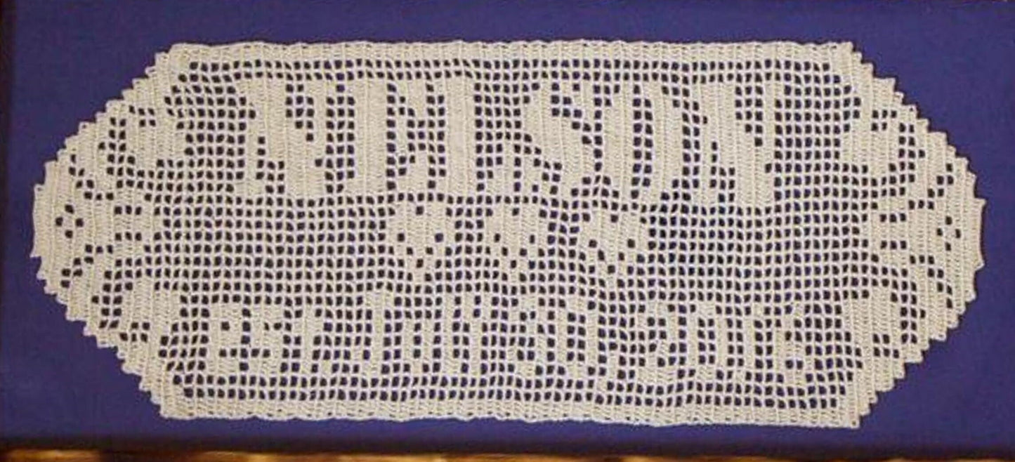 Personalized Framed Name Doily – Hand Crocheted Wedding or Anniversary Gift
