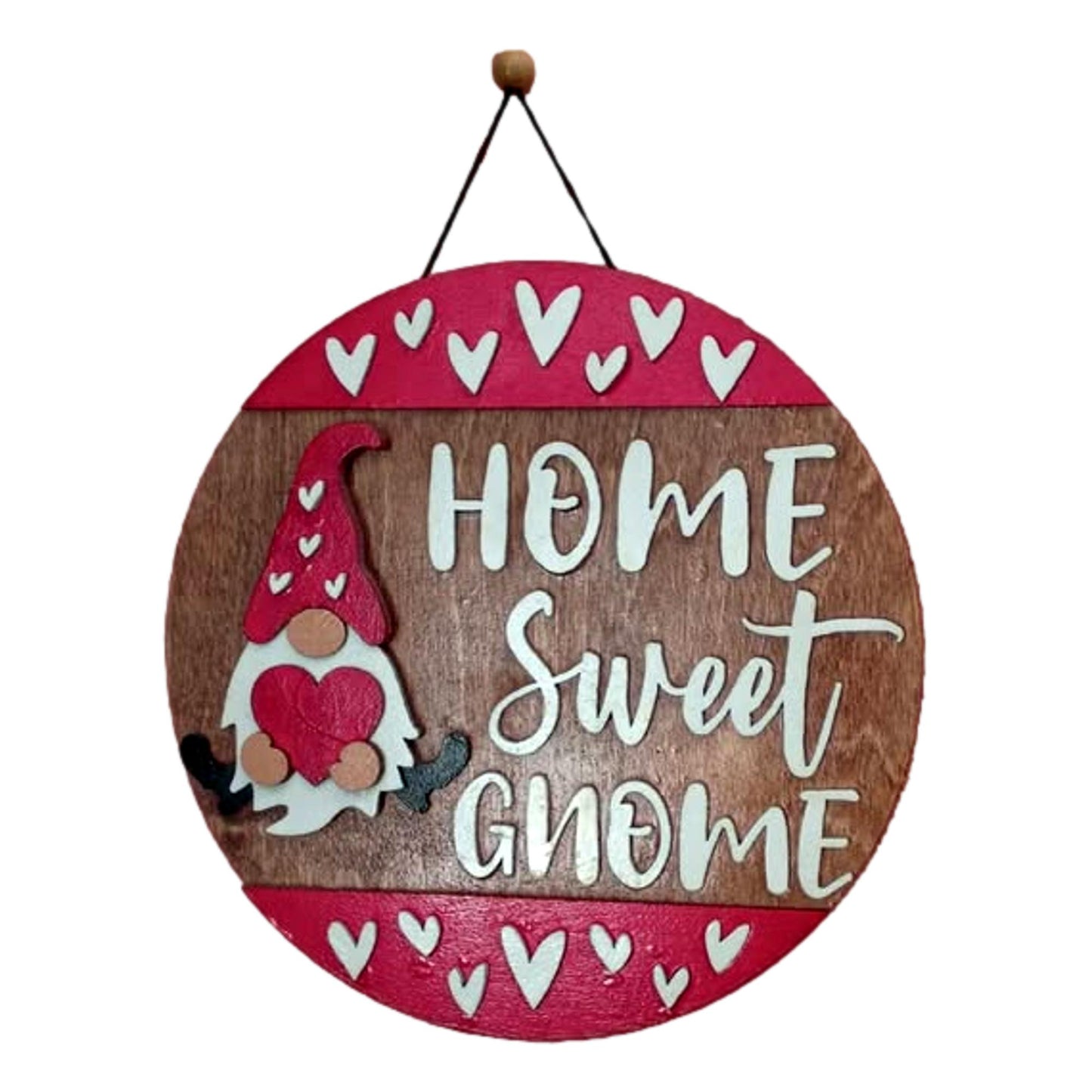 Home Sweet Gnome Sign | Valentine Gnome Wall Decor | Layered Wood Farmhouse Sign | Rustic Valentine Door Hanger | Gnome Home Decor
