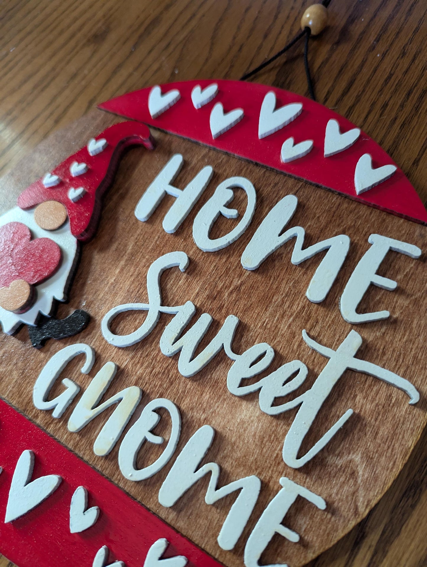 Home Sweet Gnome Sign | Valentine Gnome Wall Decor | Layered Wood Farmhouse Sign | Rustic Valentine Door Hanger | Gnome Home Decor