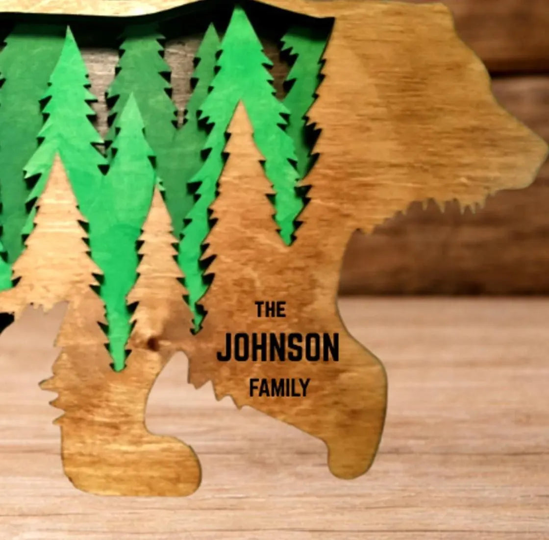 Personalized Layered Bear Family Sign – Rustic Woodland Cabin Decor