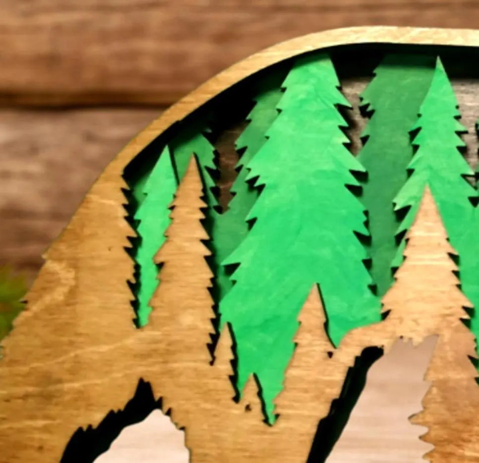 Personalized Layered Bear Family Sign – Rustic Woodland Cabin Decor